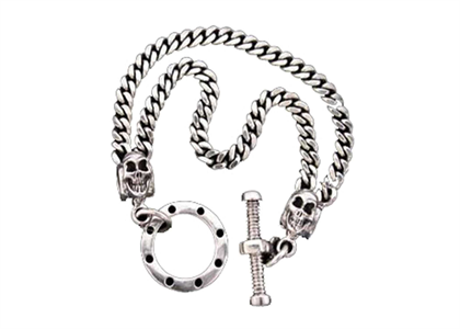 Rhodium Plated Mens Toggle Bracelet